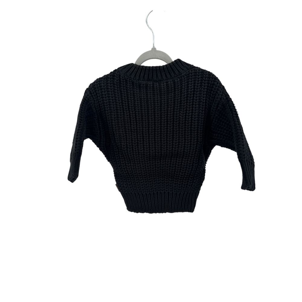 Goumi Kids Shadow Black Organic Cotton Chunky Knit Sweater Size 0-6‎ Months NEW - Picture 4 of 4